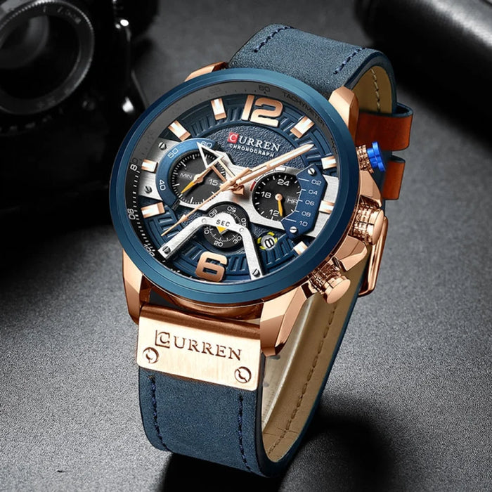 Casual Sport Watches For Men Military Leather Wrist Watch Man Clock Fashion Chronograph Wristwatch