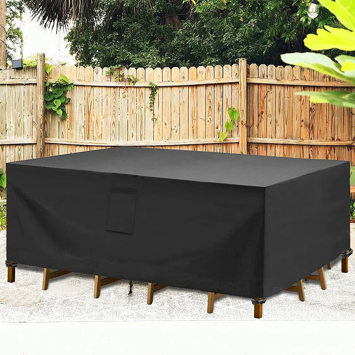 Black 420D Outdoor Waterproof Patio Furniture Cover Extra Large Garden Rain Snow WindProof Anti-UV Cover