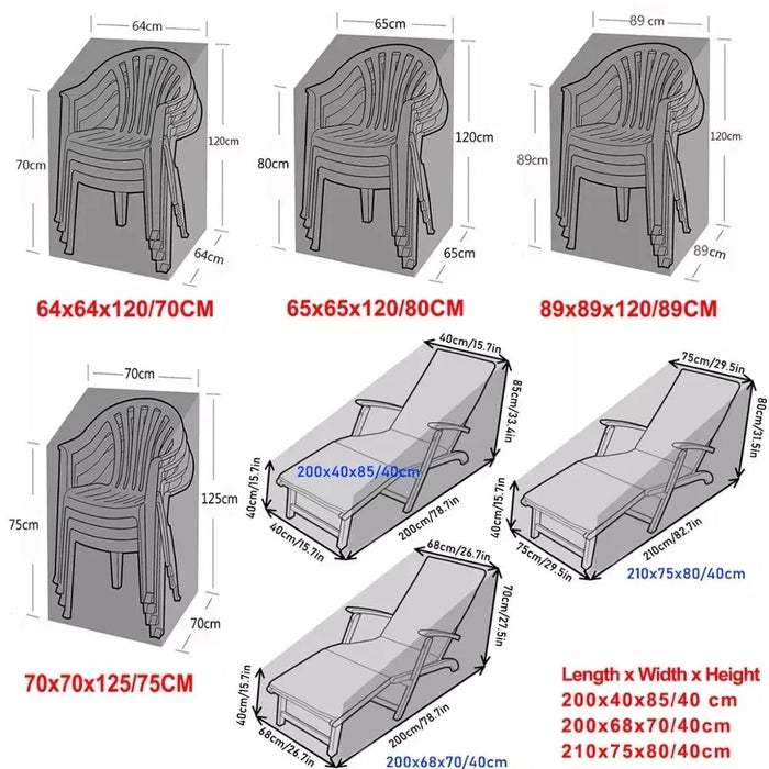 6 Size Black Outdoor Waterproof Cover Garden Furniture Rain