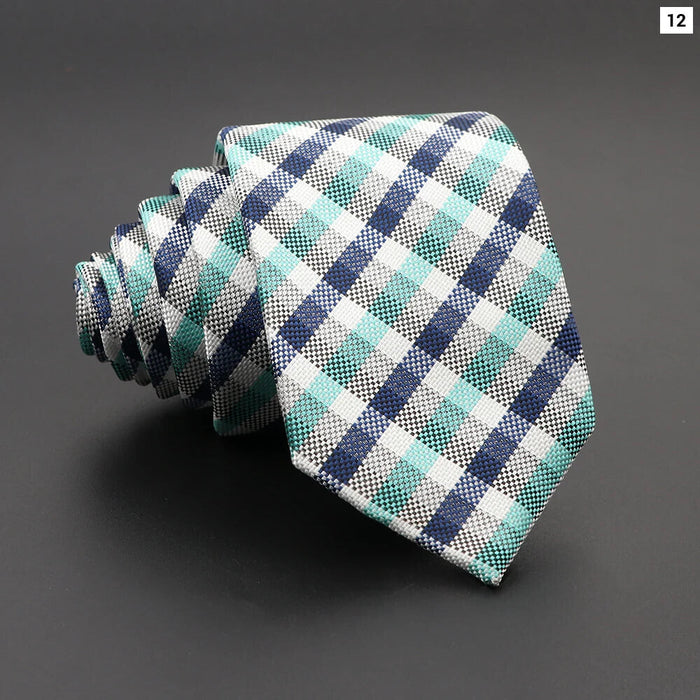 Classic Plaid Neck Tie Jacquard Woven Polyester Wedding