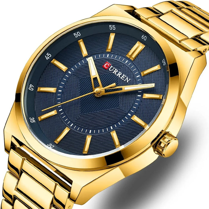 Man Watch Fashion Stainless Steel Quartz Wristwatches Thin Watches For Men Gold Clock