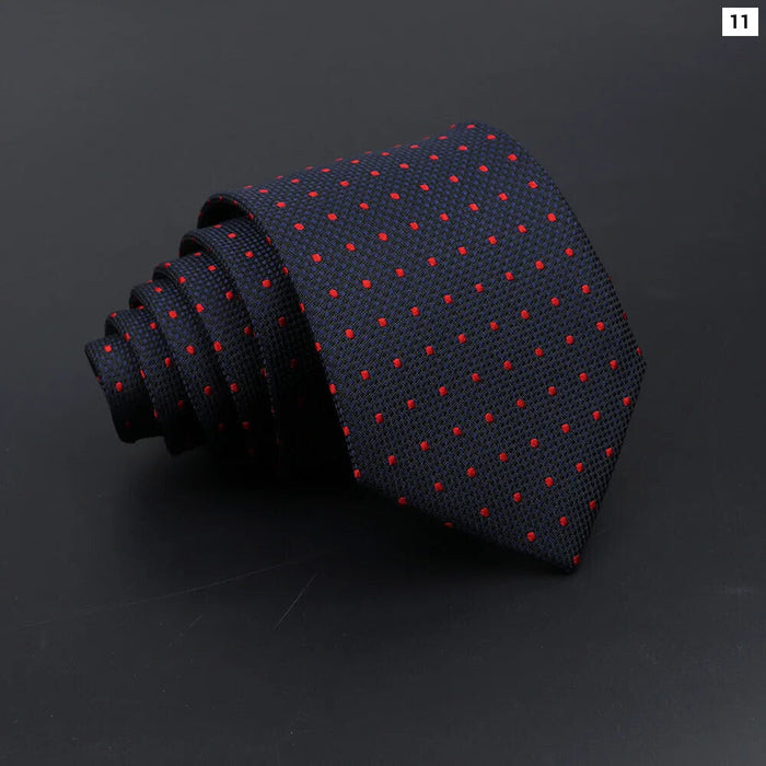 Classic Mens Tie Business Solid Colour Stripe Plaid Dots 7Cm Jacquard Wedding Daily Wear Cravat Gift