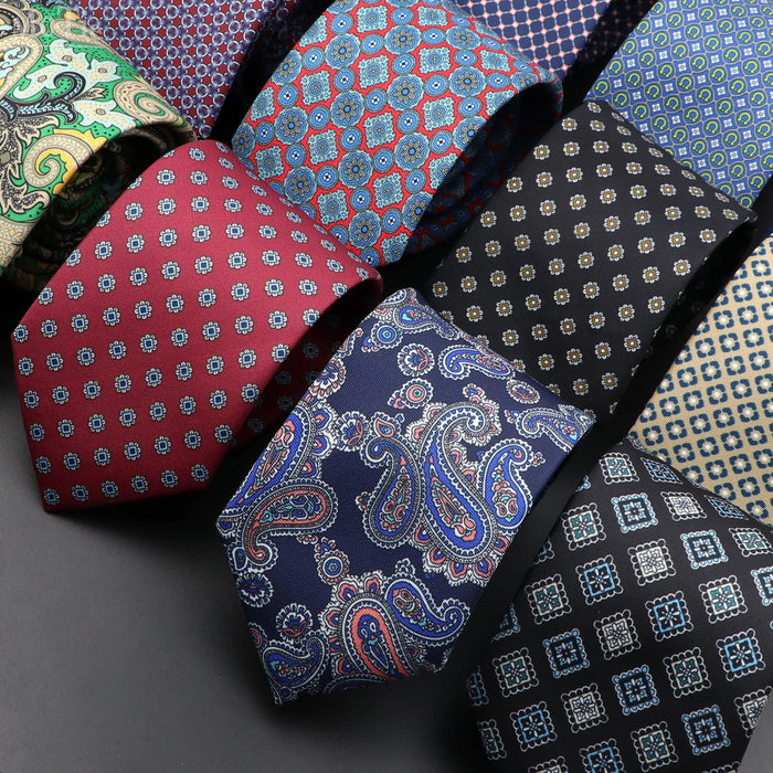 7Cm Silk Paisley Floral Necktie For Business Weddings And Daily Wear