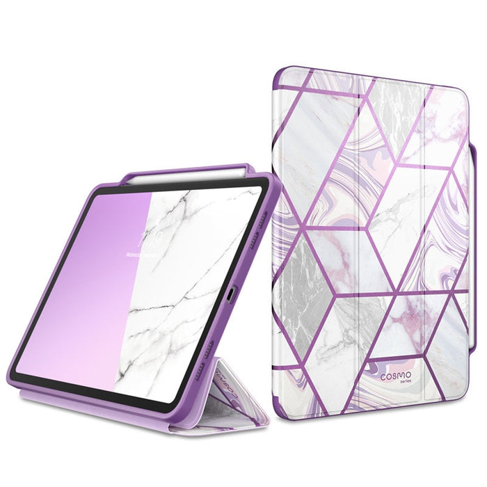 For iPad Pro 11 Case Cosmo Full-Body Trifold Stand Marble Flip Cover with Auto Sleep/Wake & Pencil Holder