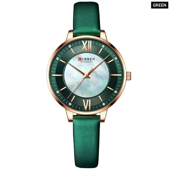 Ladies Watches Green Quartz Wrist Women Luxury Branded Clock Elegant Charming Leather Wristwatches