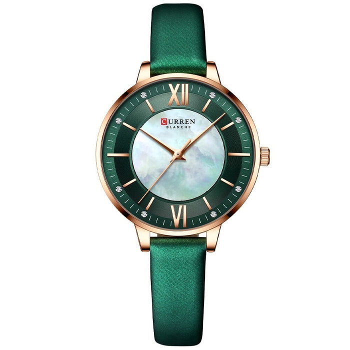 Ladies Watches Green Quartz Wrist Women Luxury Branded Clock Elegant Charming Leather Wristwatches