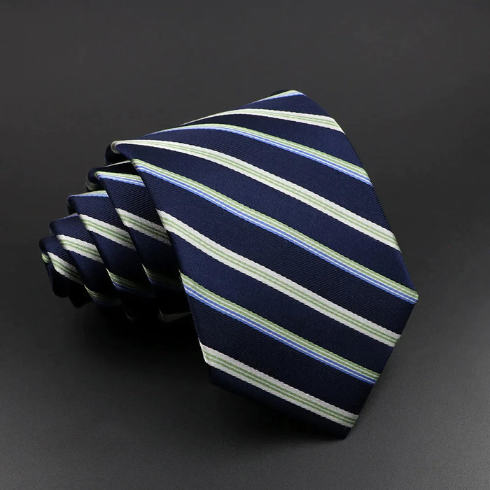 Silk Tie 8.5cm Striped Necktie For Men Grey Pink Blue