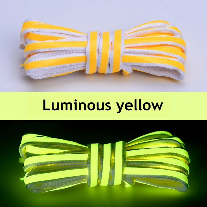 1Pair Semicircle Reflective Luminous Laser Sequin Shoe Laces 100/120/140Cm Length