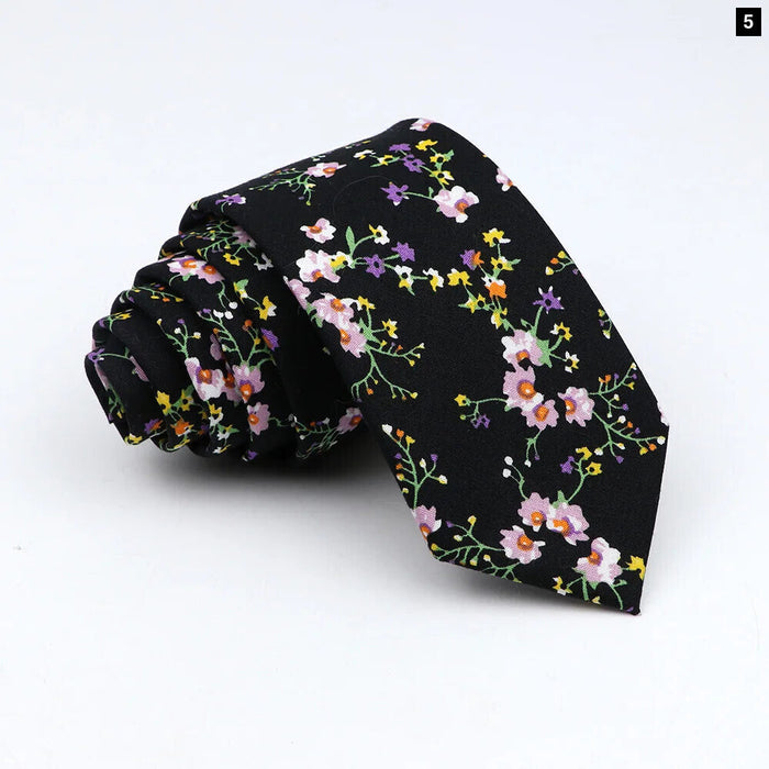 Floral Tie 100% Cotton Skinny Fit Wedding And Party Ready