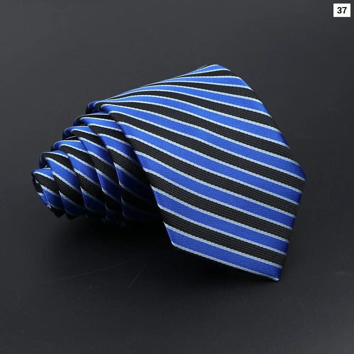 Classic Mens Tie Business Solid Colour Stripe Plaid Dots 7Cm Jacquard Wedding Daily Wear Cravat Gift