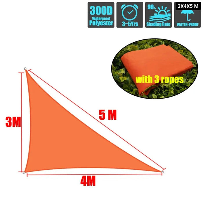 300D Sun Shade Sail Orange Home Outdoor Garden Waterproof Canopy Patio Plant Cover UV Block Awning Decoration Sunshade triangle