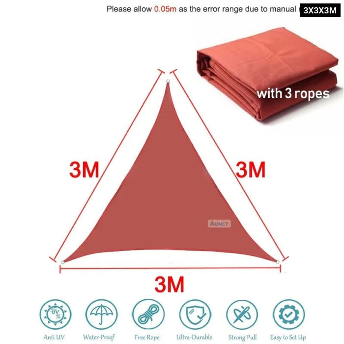 Rust Red 300D Triangle Patio Shade Sail Waterproof Awning Outdoor Sun Shelter Garden Pool Shade