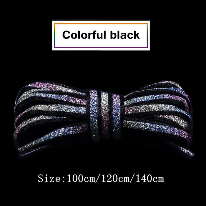 1Pair Semicircle Reflective Luminous Laser Sequin Shoe Laces 100/120/140Cm Length