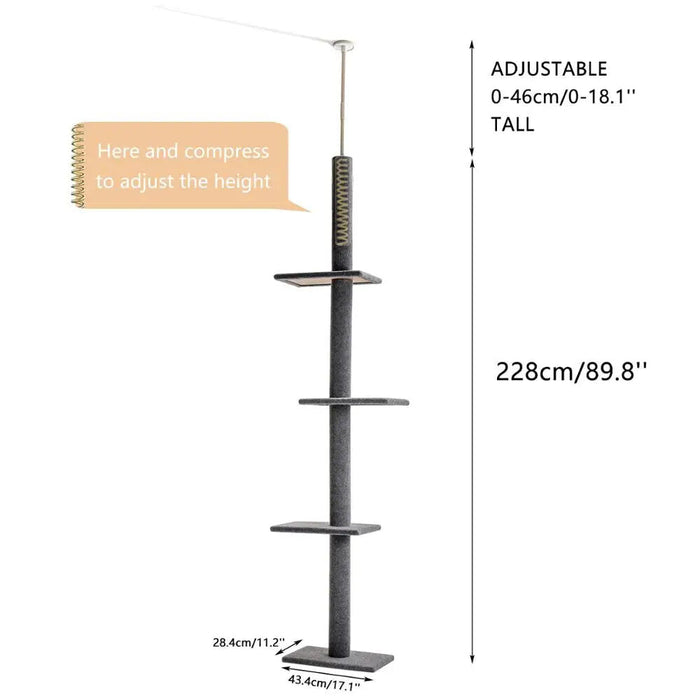 Adjustable Floor To Ceiling Cat Tree Scratching Post