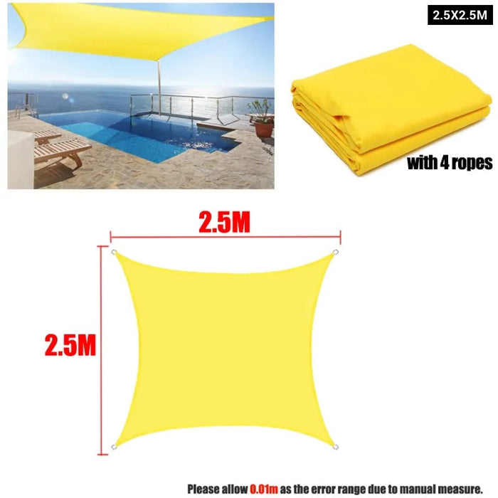 300D Yellow Waterproof Shade Sail Square Rectangle Sunshade Garden Terrace Canopy Swimming Sun Shade