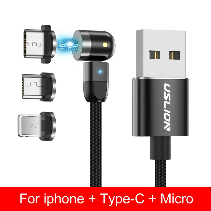 360 180 Rotating Magnetic Usb Fast Charging Cable Type C/Micro Usb