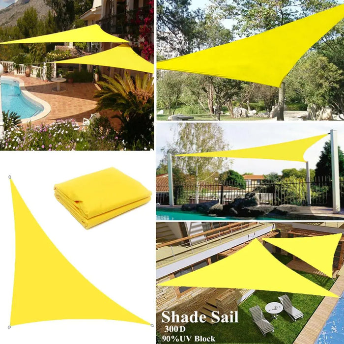 Right Triangle 300D Oxford Yellow Sun Sail Pool Cover Sunscreen Awnings For Outdoor Shade Waterproof Sail Shade