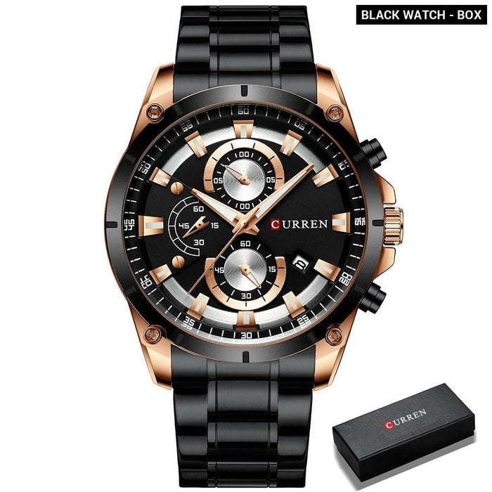 Creative Design Watches Men Luxury Casual Quartz Wristwatch with Stainless Steel Chronograph Sport Watch Male Clock