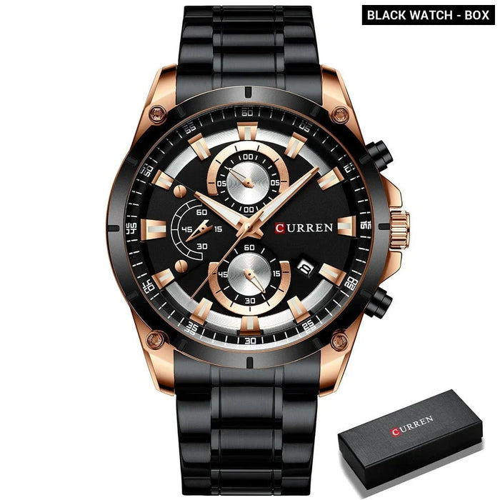 Casual Stainless Steel Chronograph Quartz Male Wristwatch