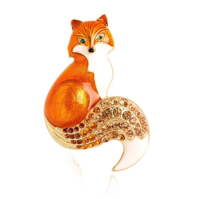 Rhinestone Enamel Fox Brooch Animal Party Causal Pin