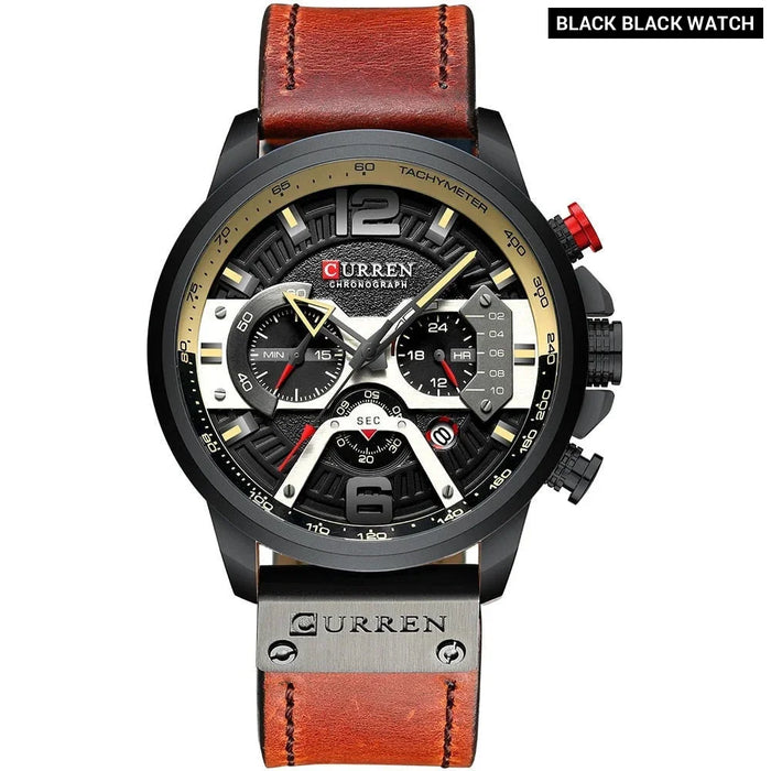 Casual Sport Watches For Men Military Leather Wrist Watch Man Clock Fashion Chronograph Wristwatch