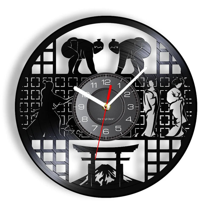 Japanese Sumo Warrior Vinyl Wall Clock