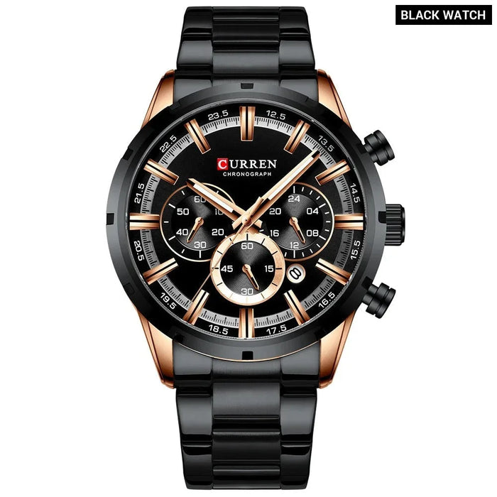 Stainless Steel Military Quartz Chronograph Wristwatch For Male