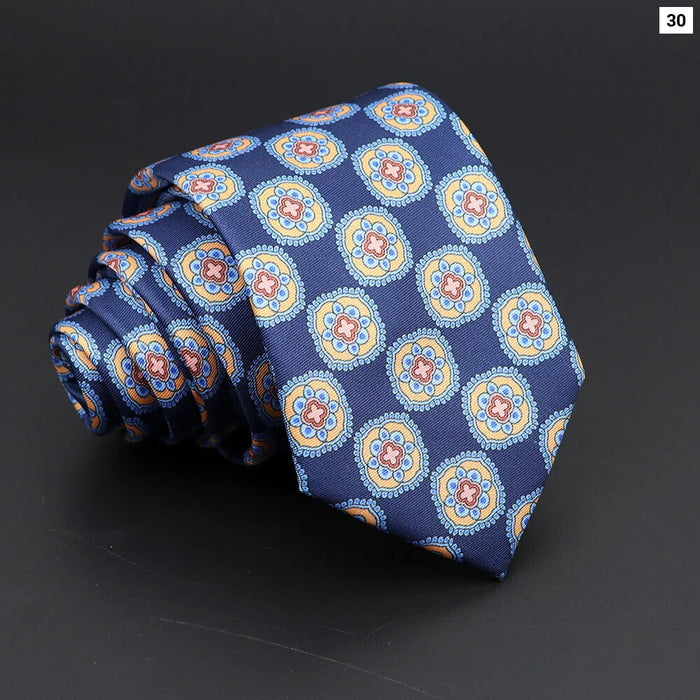 7Cm Silk Paisley Floral Necktie For Business Weddings And Daily Wear