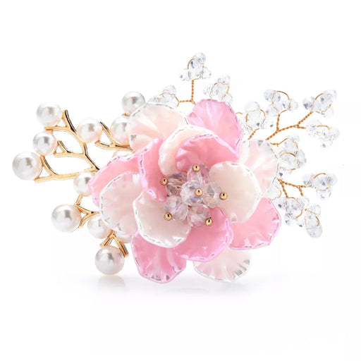 Handmade Crystal Flower Brooch 3 Colour Pearl Designer Pin