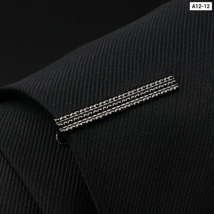 Mens Tie Clips Black And Silver Tone