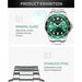 Fashion Business Mens Wristwatches Green Clock Male Quartz