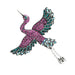 Blue Pink Rhinestone Crane Bird Brooch Alloy Animal Pin