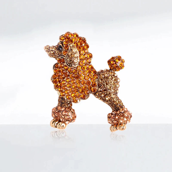 Rhinestone Poodle Dog Broochs 2 Colour Animal Pin