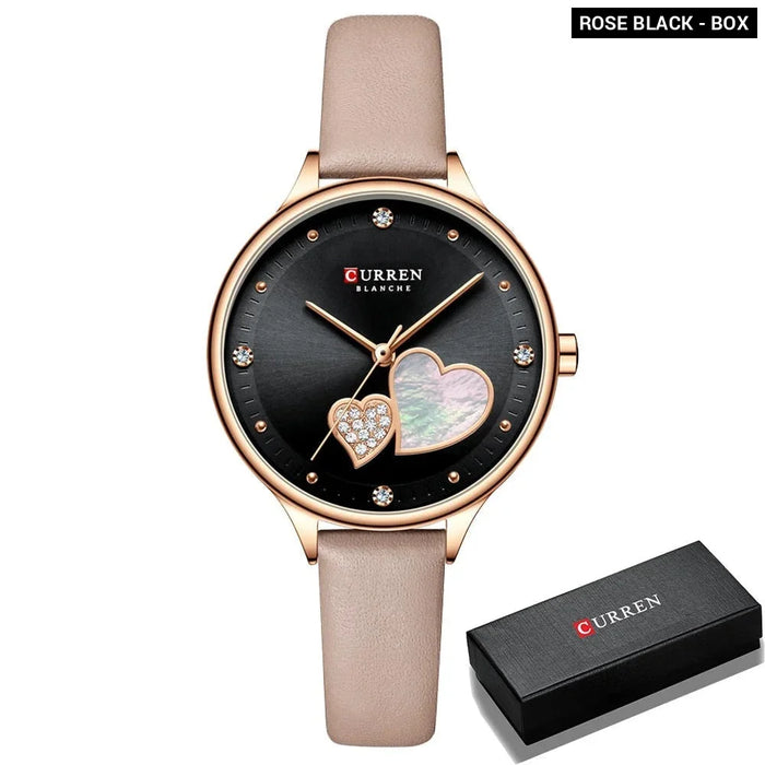 Charming Rhinestone Leather Quartz Wristwatch For Women