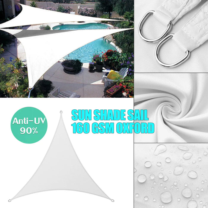 Regular Triangle Shade Sail White 300D Waterproof Polyester Awning Sun Outdoor Sun Shelter Garden Camping Canopy