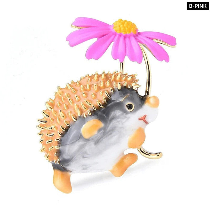 Hedgehog Flower Brooch 8 Colours