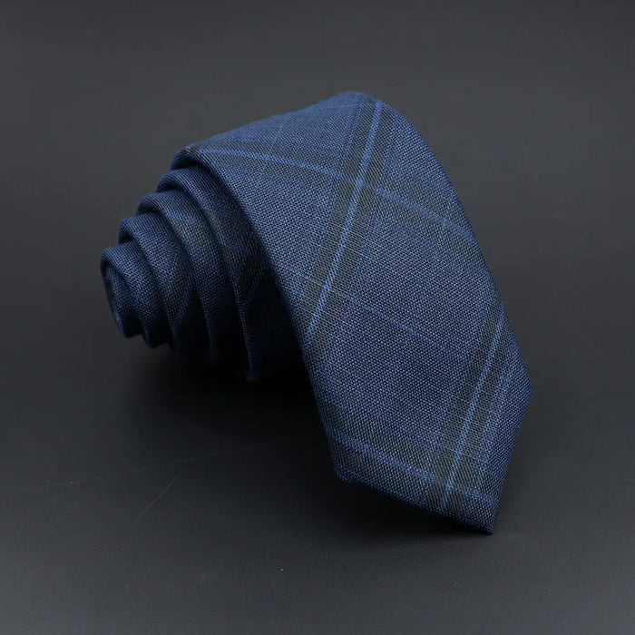 Handmade 6cm Mens Ties Classic Slim Striped Plaid Black