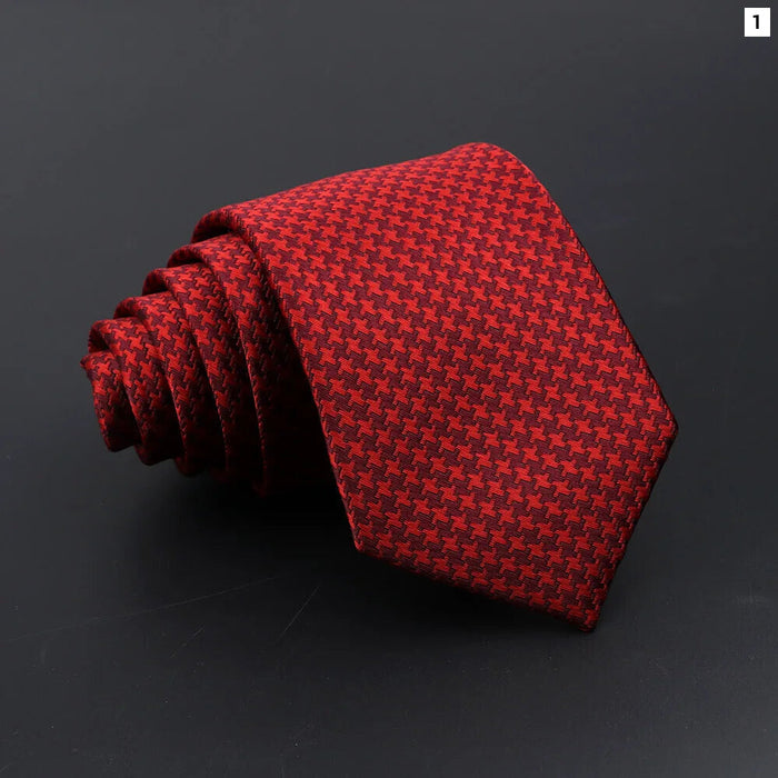 Classic Mens Tie Business Solid Colour Stripe Plaid Dots 7Cm Jacquard Wedding Daily Wear Cravat Gift