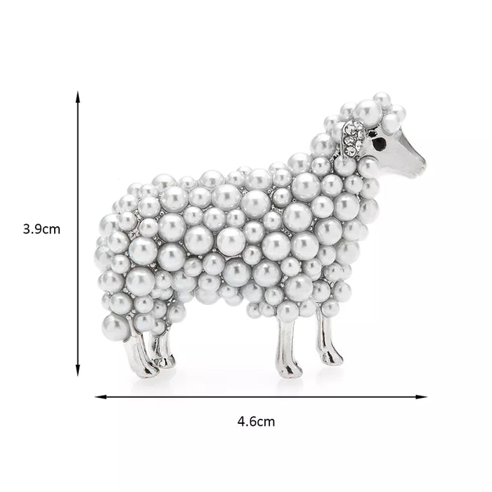 2 Colour Pearl Sheep Brooch Fun Animal Party Pin