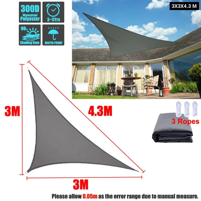 300D Dark Grey Waterproof Oxford Garden Awnings Shade Sail Right Triangle Sunshade Uv Protection Outdoor Camping