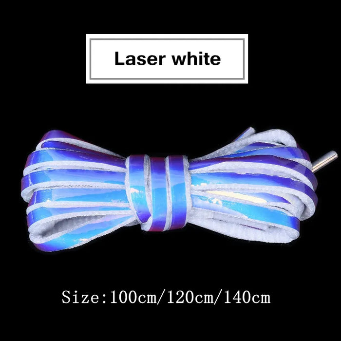 1Pair Semicircle Reflective Luminous Laser Sequin Shoe Laces 100/120/140Cm Length