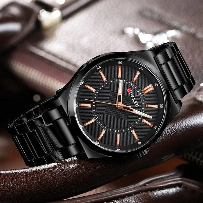 Business Stainless Steel Band Quartz Wristwatch