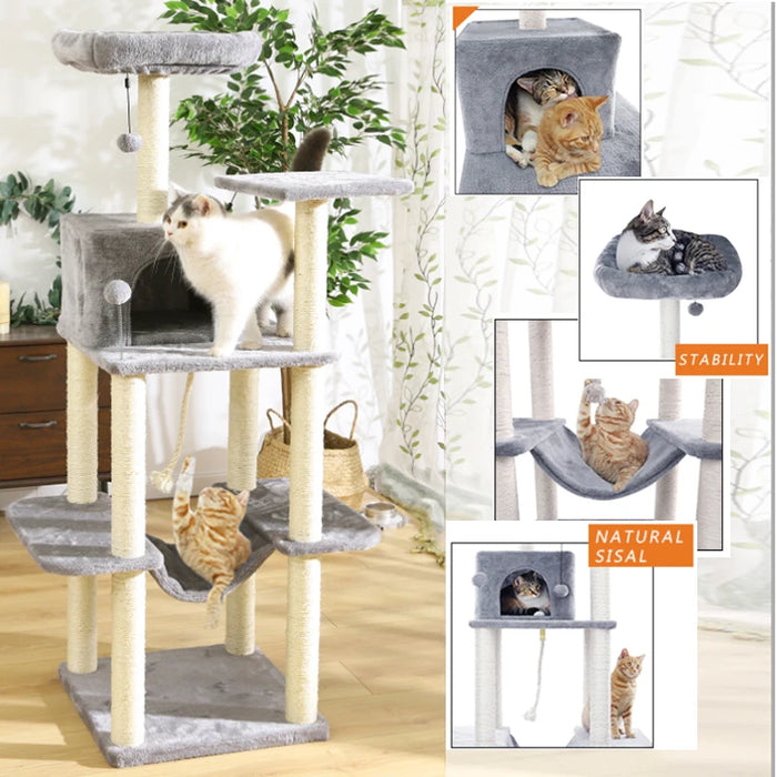 Multi Level Cat Tree Scratching Post Hammock