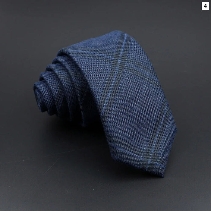 Handmade 6cm Mens Ties Classic Slim Striped Plaid Black