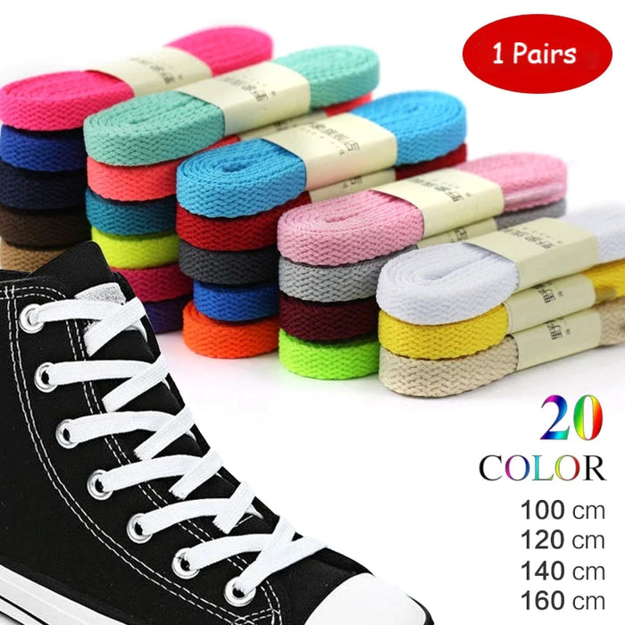 1 Pair Thicken Classic Sneakers Solid Flat Casual Sports Shoes Strings 100/120/140/160Cm Length