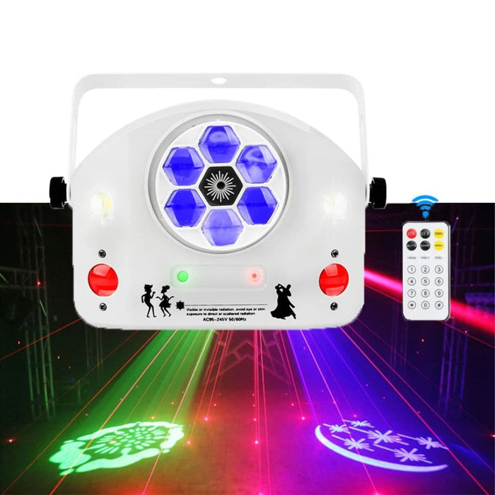 4 IN 1 LED Gobo Strobe Bee Eye Laser Patterns Project DMX Stage Lighting Effect DJ Disco Party Dance Holiday Wedding Light