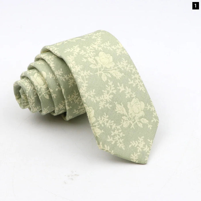 Floral Tie For Men Classic Cotton Necktie Weddings