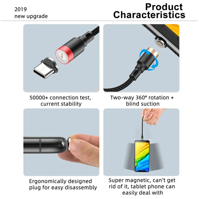 3A Magnetic Fast Charge Cable For Iphone Xs Max Xr 8 7 6S Plus Samsung Xiaomi Huawei