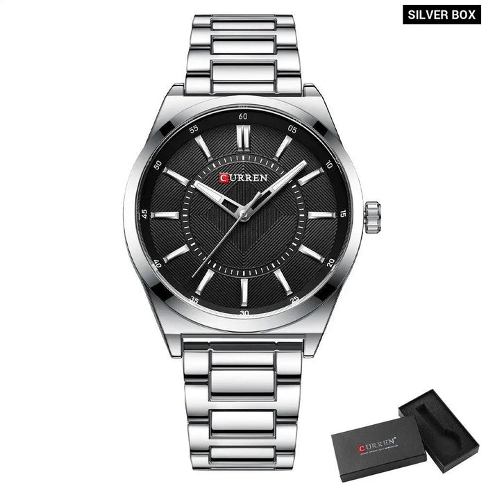 Business Stainless Steel Band Quartz Wristwatch