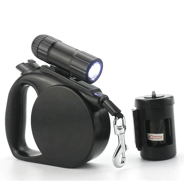 Retractable Dog Leash With Led Light And Poop Bag Set